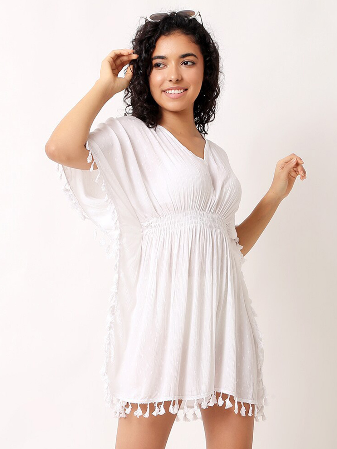 Aditi Wasan V-Neck Mini Kaftan Beach Dress
