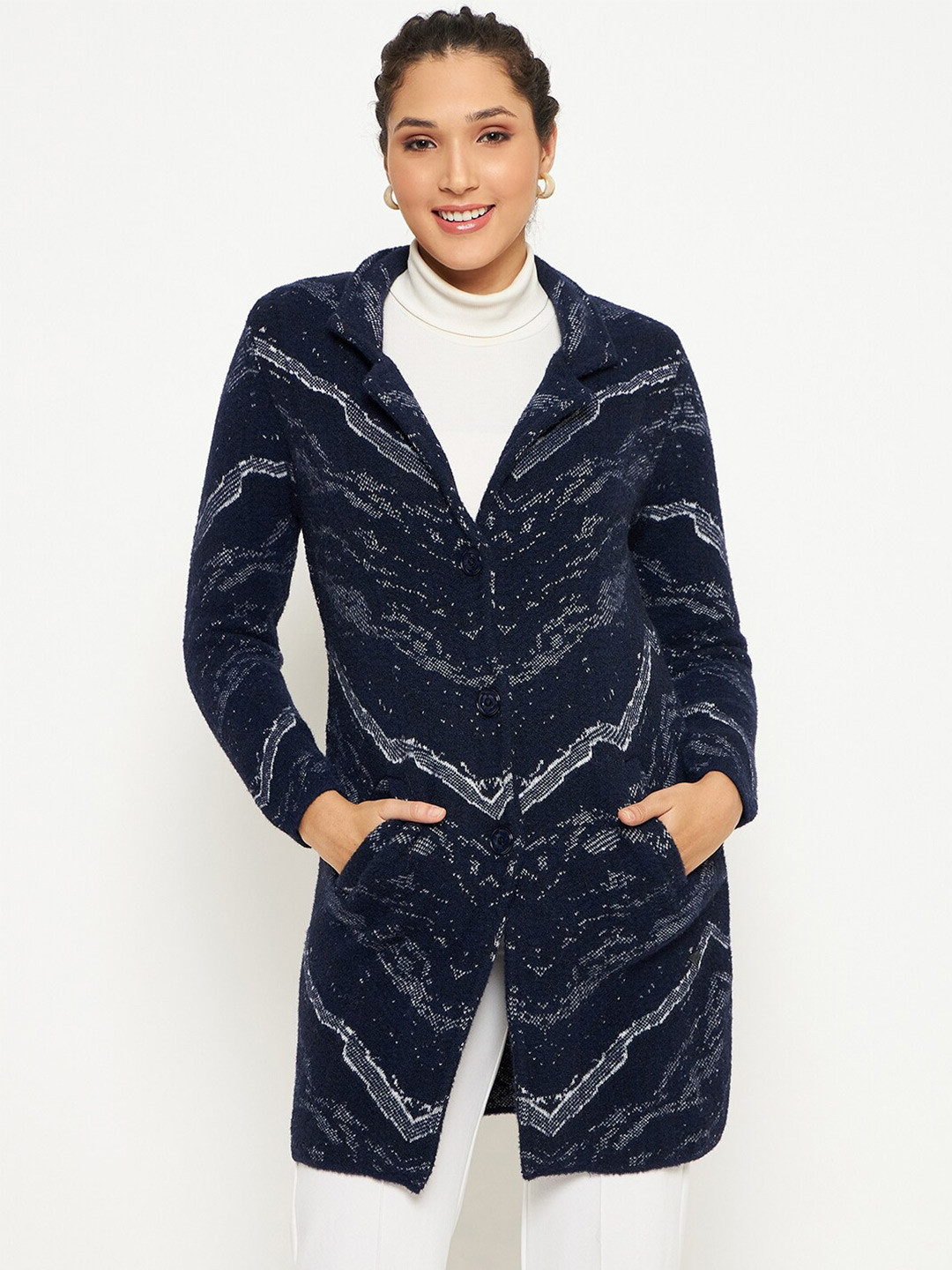 Duke Abstract Printed Longline Acrylic Cardigan
