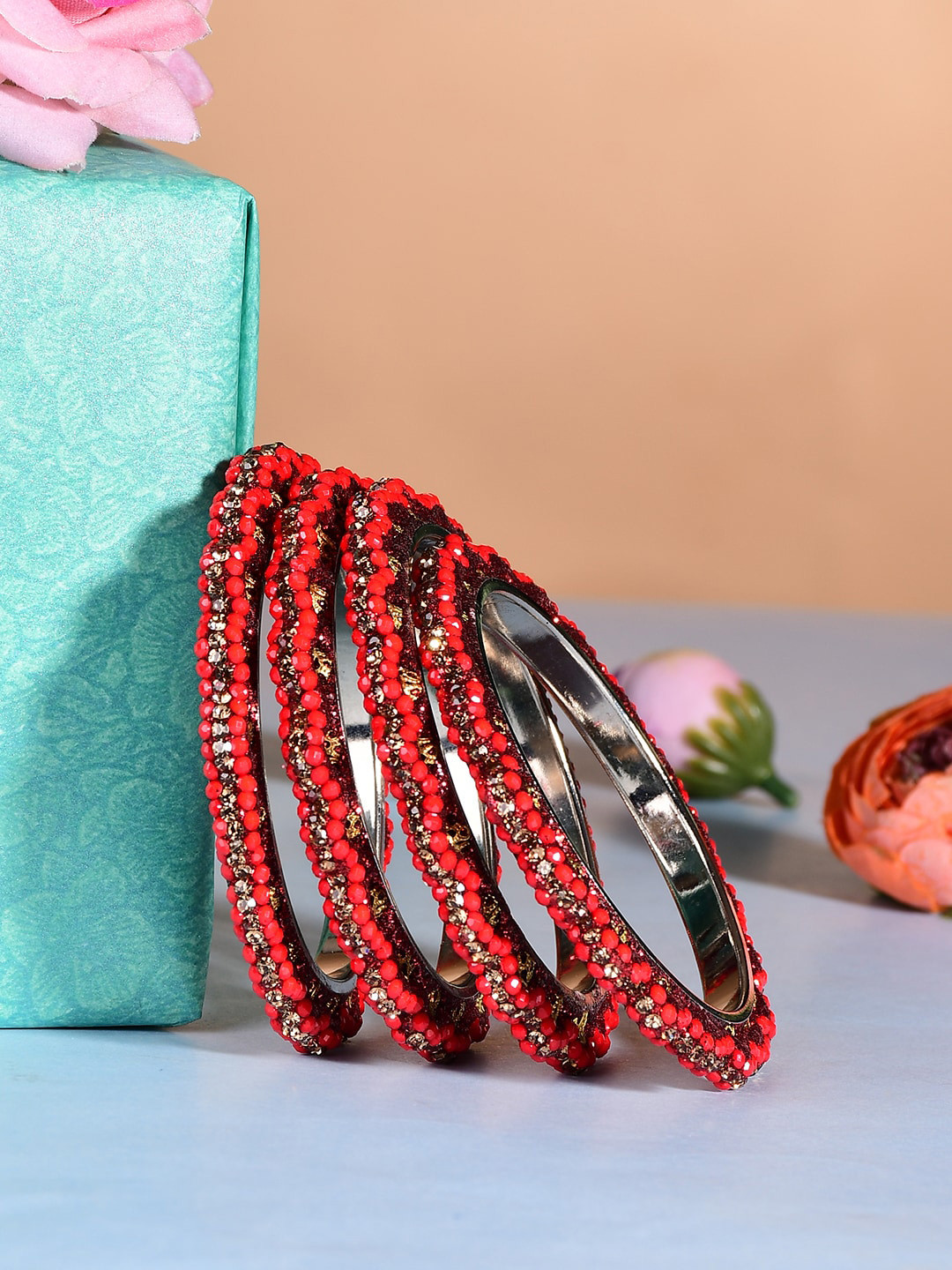 Bamboo Tree Jewels Set Of 4 Artificial Stones and Beaded Bangles