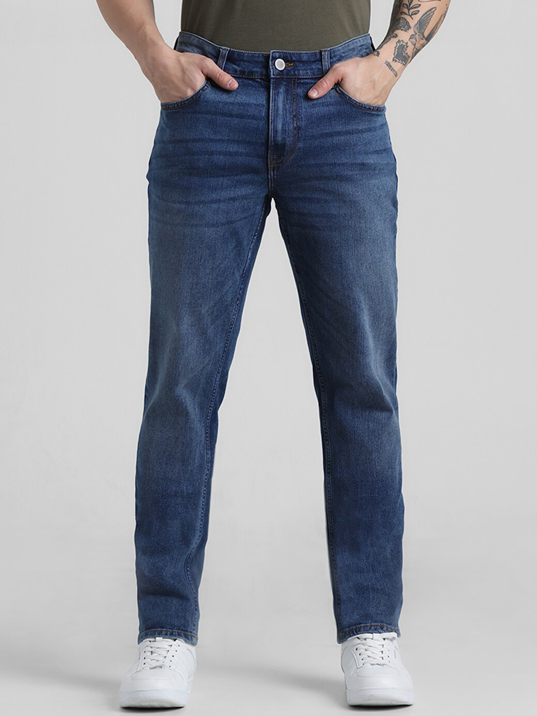 Jack & Jones Men Ben Clean Look Skinny Fit Low-Rise Stretchable Jeans