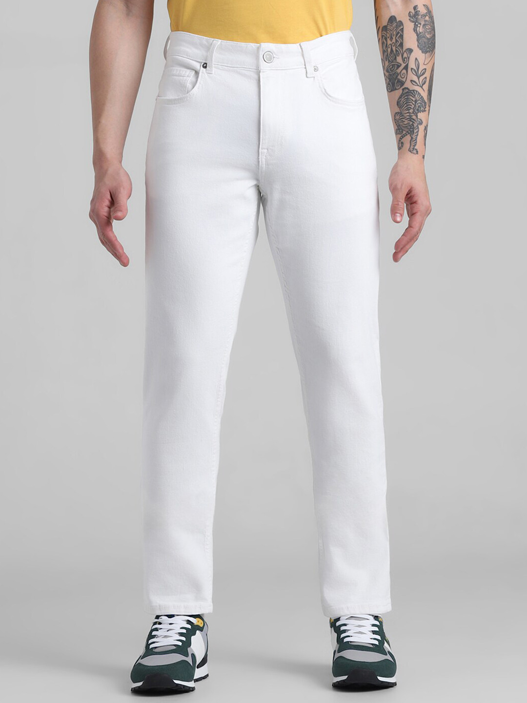 Jack & Jones Men Ben Low-Rise Clean Look Skinny Fit Heavy Fade Stretchable Jeans