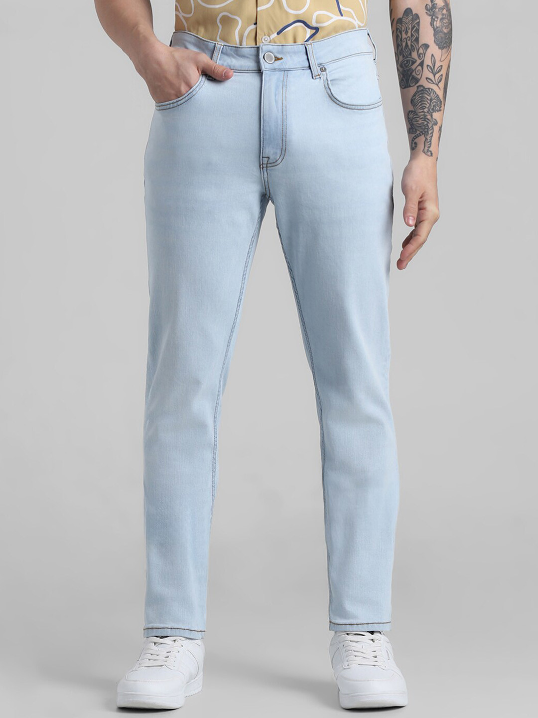 Jack & Jones Men Ben Clean Look Skinny Fit Low-Rise Stretchable Jeans