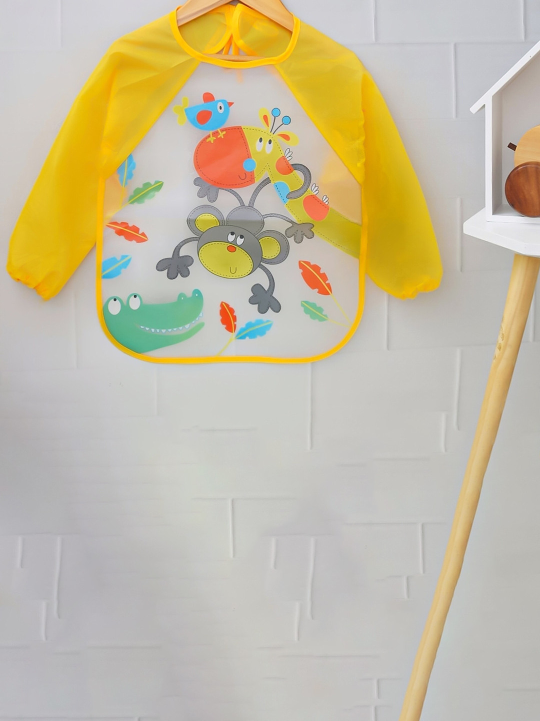 Yellow Bee Boys Monkey Printed Adjustable Closure Water Proof Soft Bibs