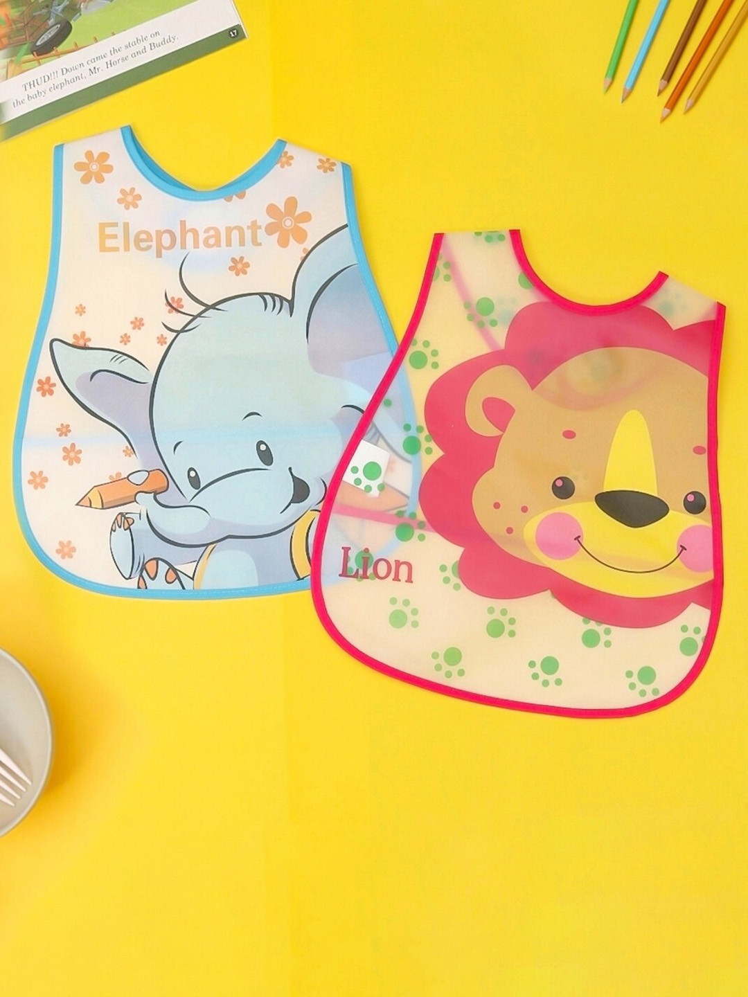 Yellow Bee Boys Pack Of 2 Printed Soft Bibs