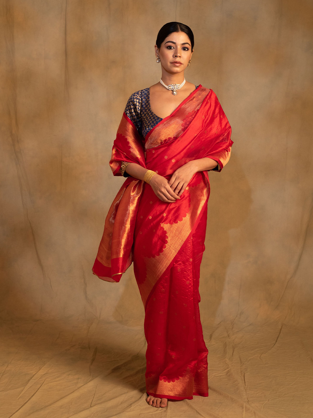 PriyankaRaajiv Ethnic Motifs Woven Design Zari Chanderi Saree