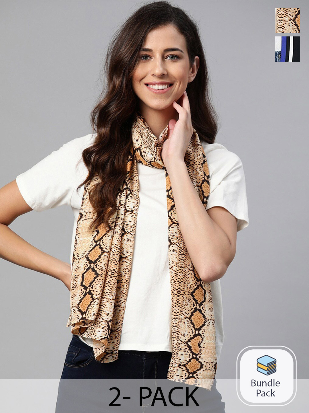 Mast & Harbour Pack Of 2 Printed Scarfs