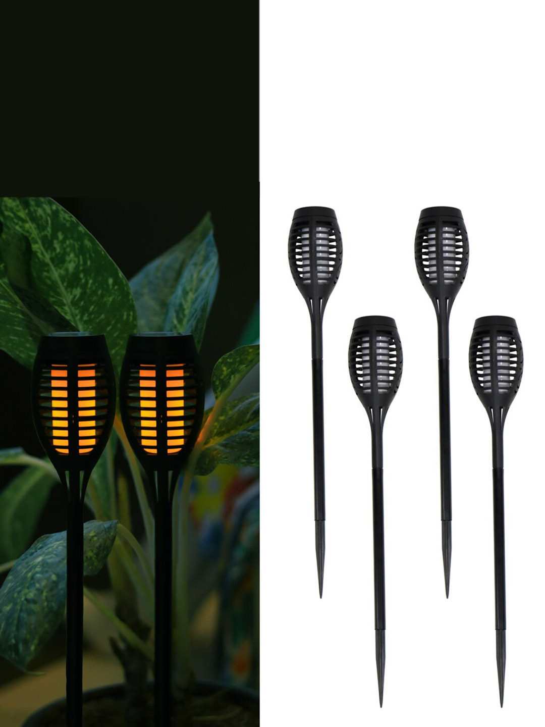 TRUSTBASKET Black 4 Pcs  Solar Outdoor Lamps