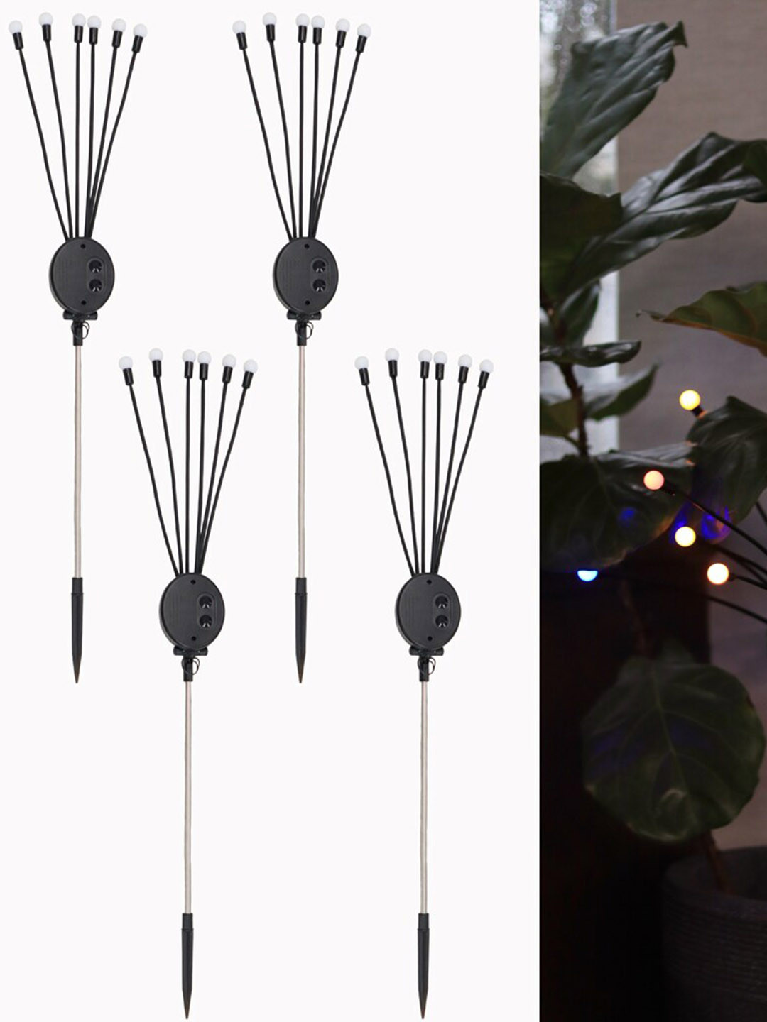 TRUSTBASKET Black 4Pcs Fireflies Solar Outdoor Lamps