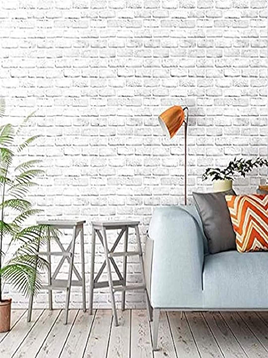 Univocean White 3D Brick Self Adhesive Peel & Stick Wallpaper