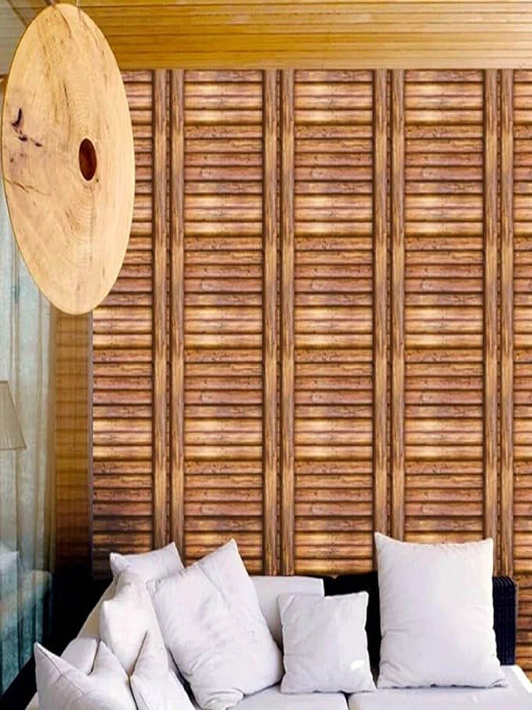 Univocean Brown 3D Bamboo Pattern  PVC Vinyl Coated  Waterproof Peel & Stick Wallpaper