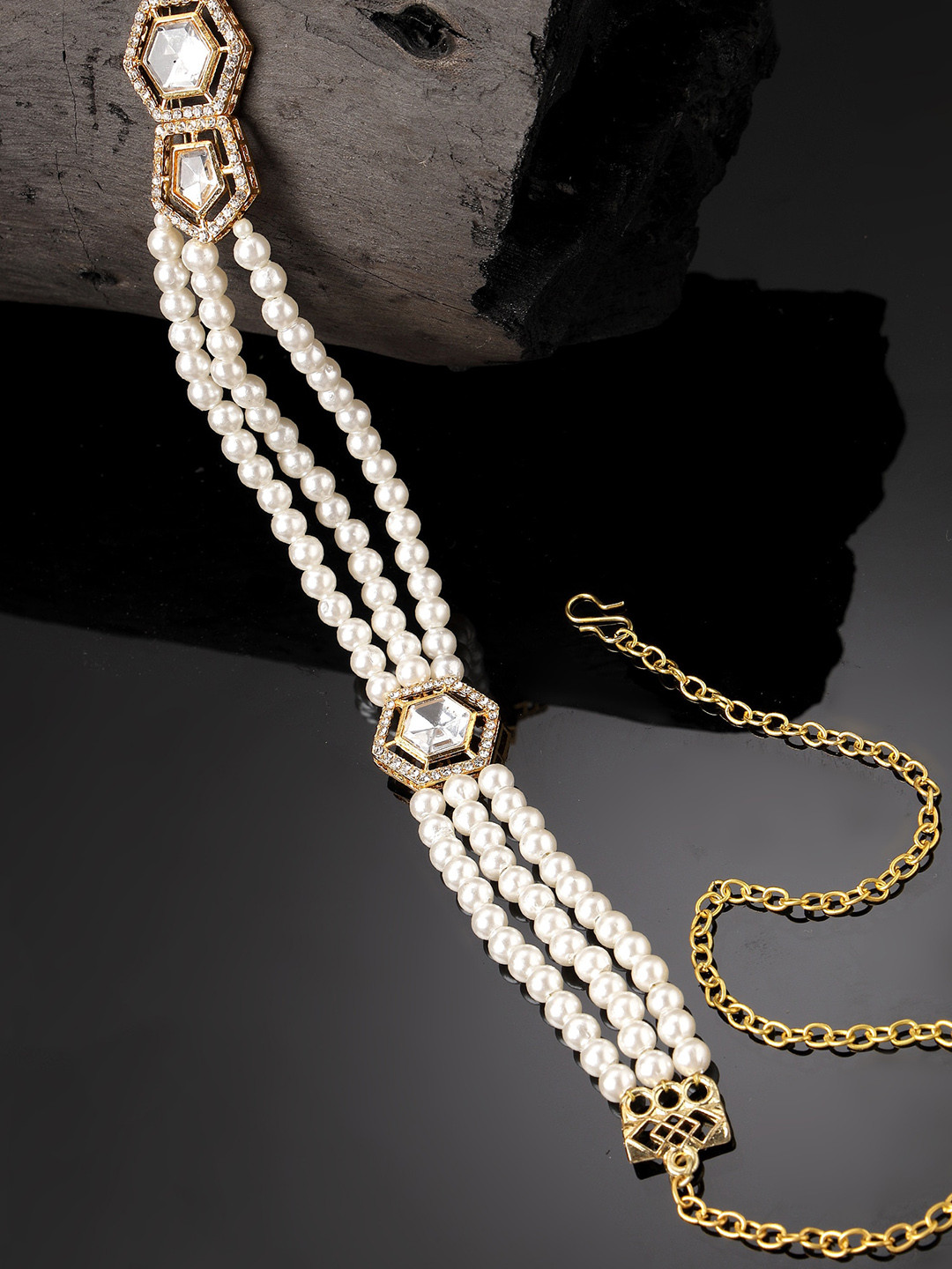 KARATCART Kundan-Studded & Pearl-Beaded Kamarbandh