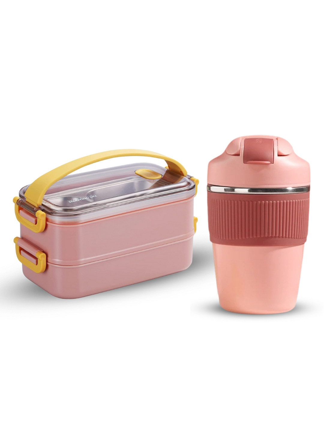 YELONA Pink Bento Dishwasher Safe Lunch Box With Tumbler