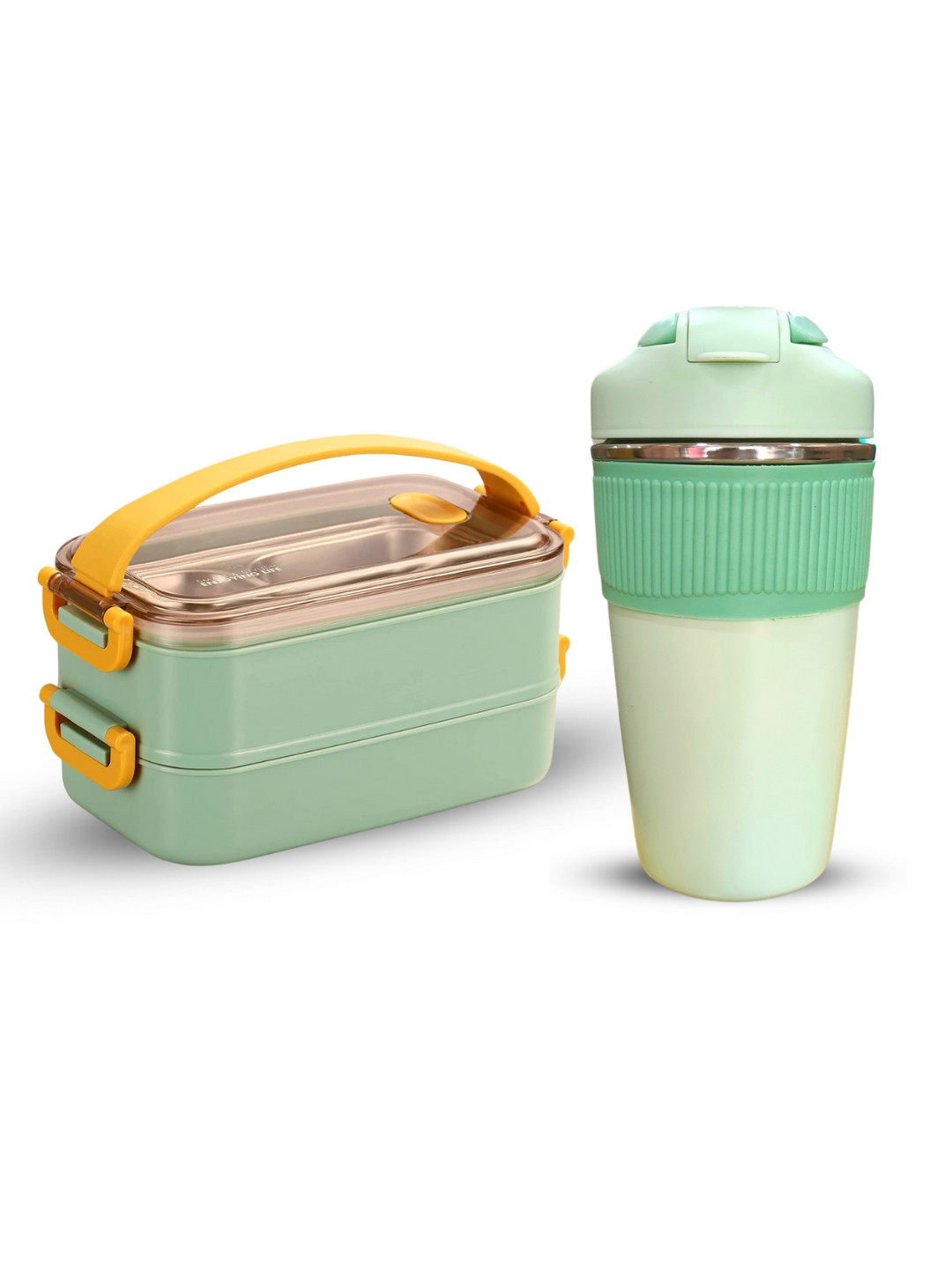 YELONA Green Dishwasher Safe Lunch Box With Tumbler