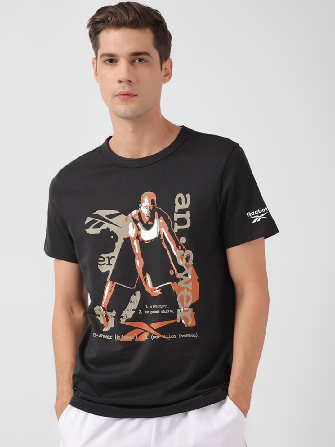 Reebok Classics App Graphic Printed Round Neck Pure Cotton T-Shirt