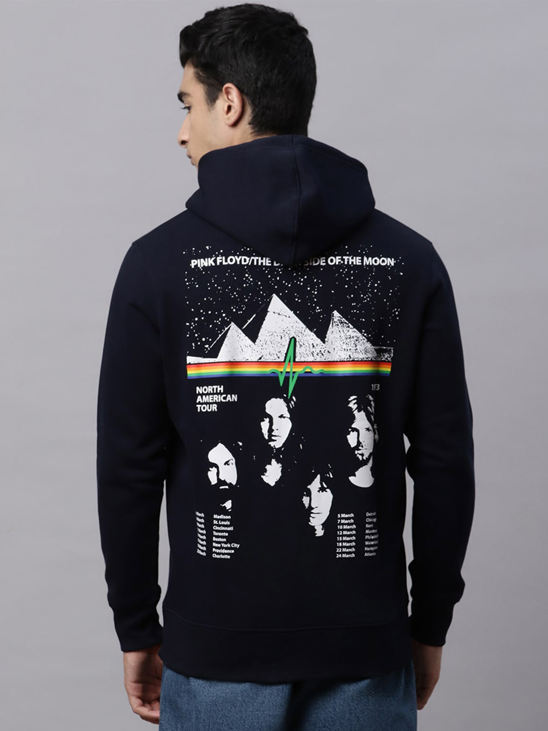 Free Authority Pink Floyd Printed Navy loose fit Hoodie