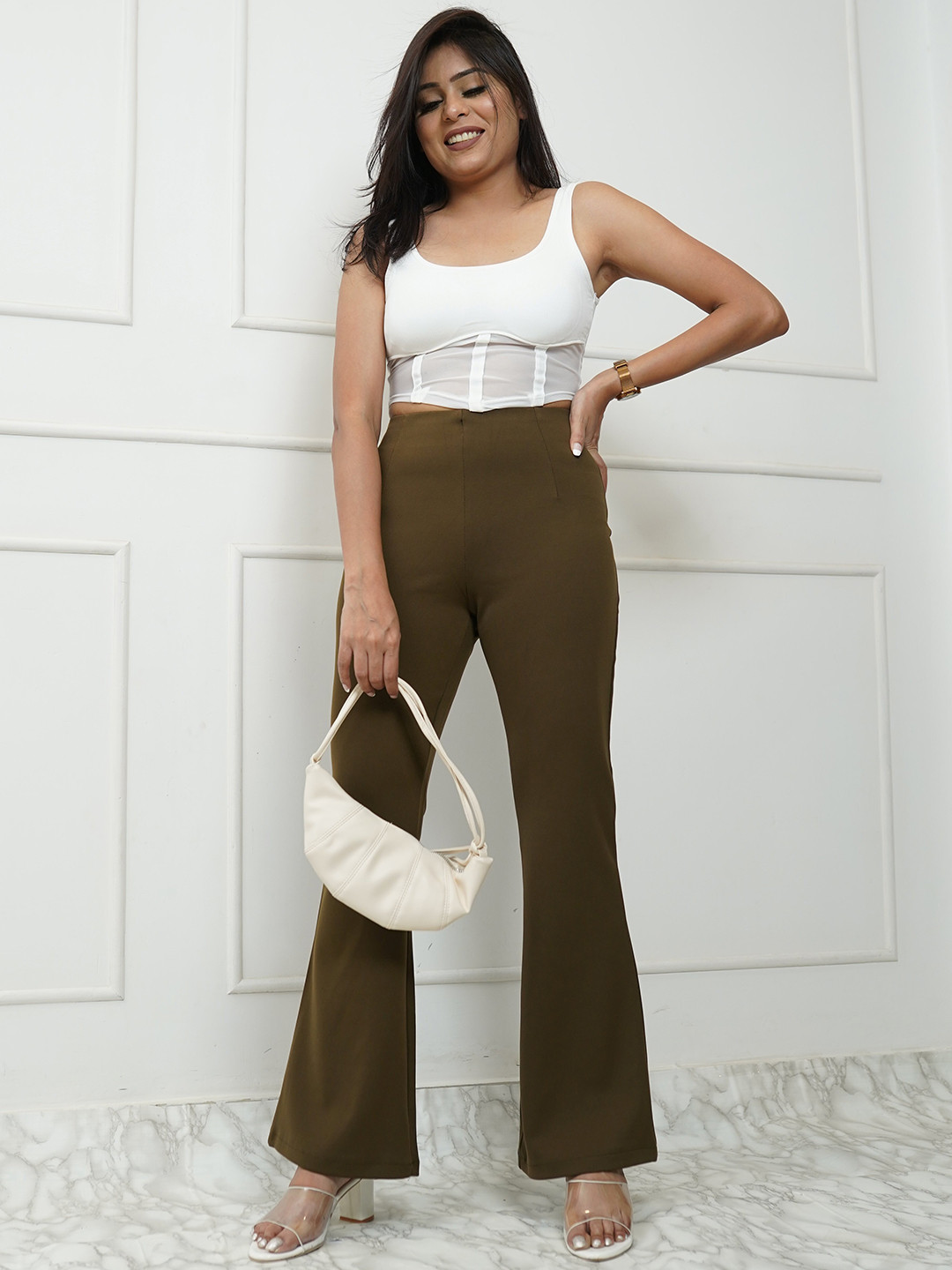 StyleAsh Round Neck Tank Top With Flared Trousers Co-Ords