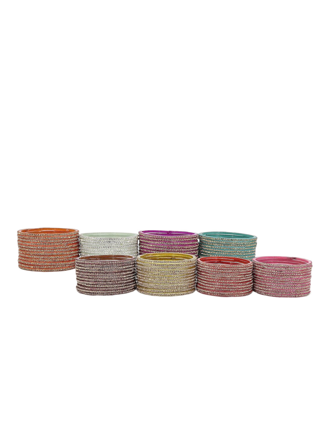 NMII Set Of 96 Gold-Plated Zircon Studded Glass Bangles