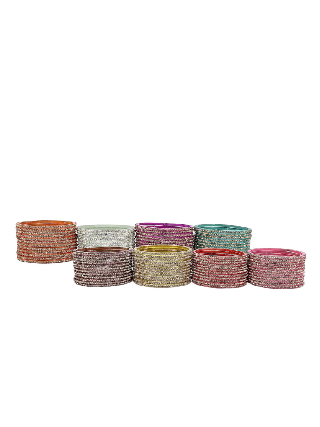 NMII Set of 96 Stone-studded Glass Bangles