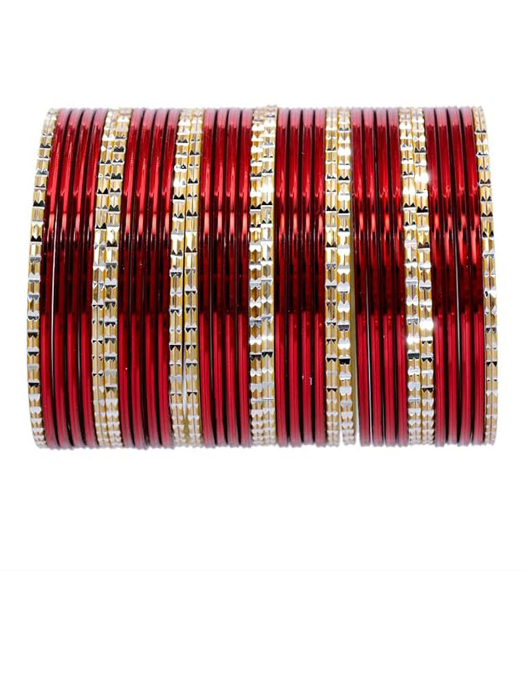 NMII Set Of 36 Polished Cutting Glass & Metal Bangles