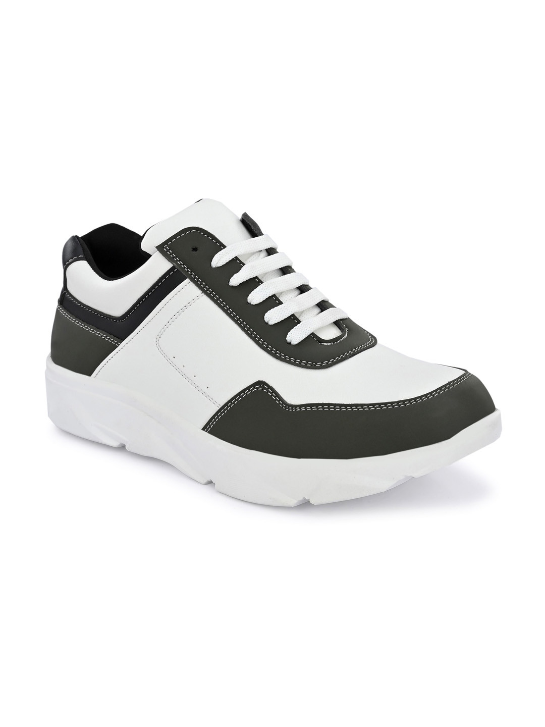 John Karsun Men Olive Green Colourblocked Sneakers