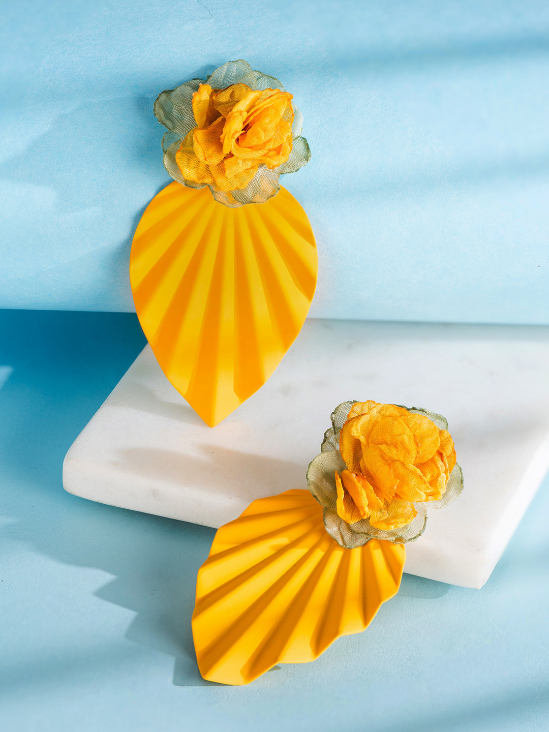 Yellow Chimes Yellow Contemporary Studs Earrings