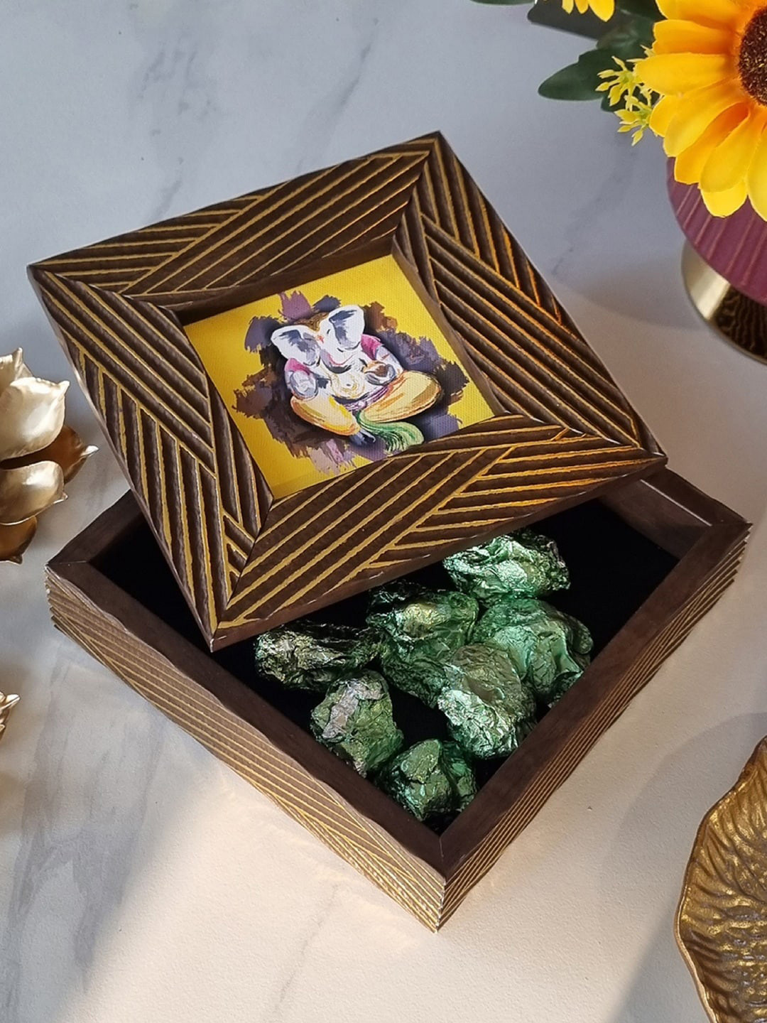Art Street Brown & Gold-Toned Diwali Festive Gifting Box
