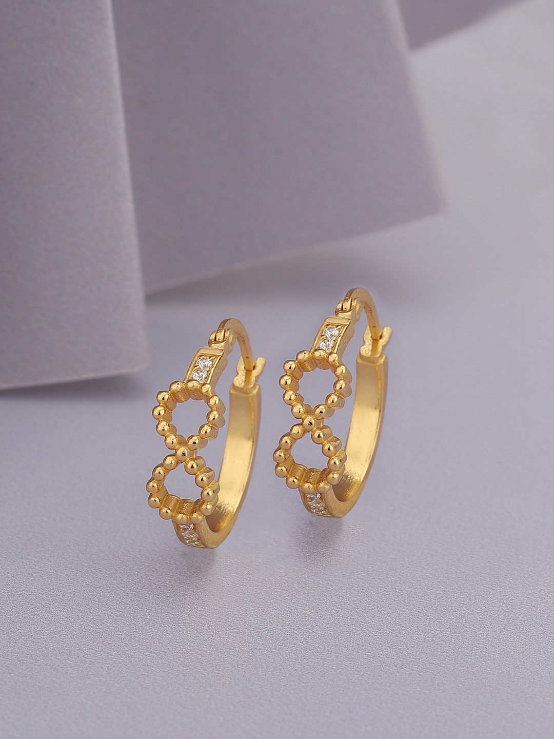 Carlton London Gold-Plated CZ Circular Hoop Earrings