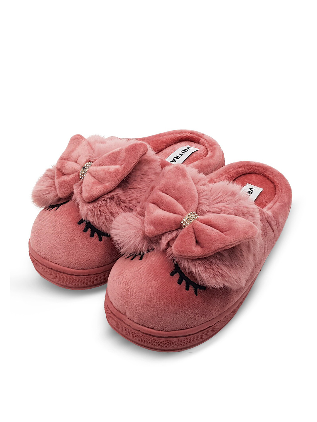 JENNA Women Bow Embellished Fur Room Slippers
