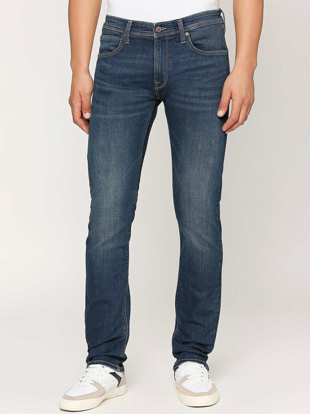 Pepe Jeans Men Blue Slim Fit Highly Distressed Light Fade Stretchable Jeans