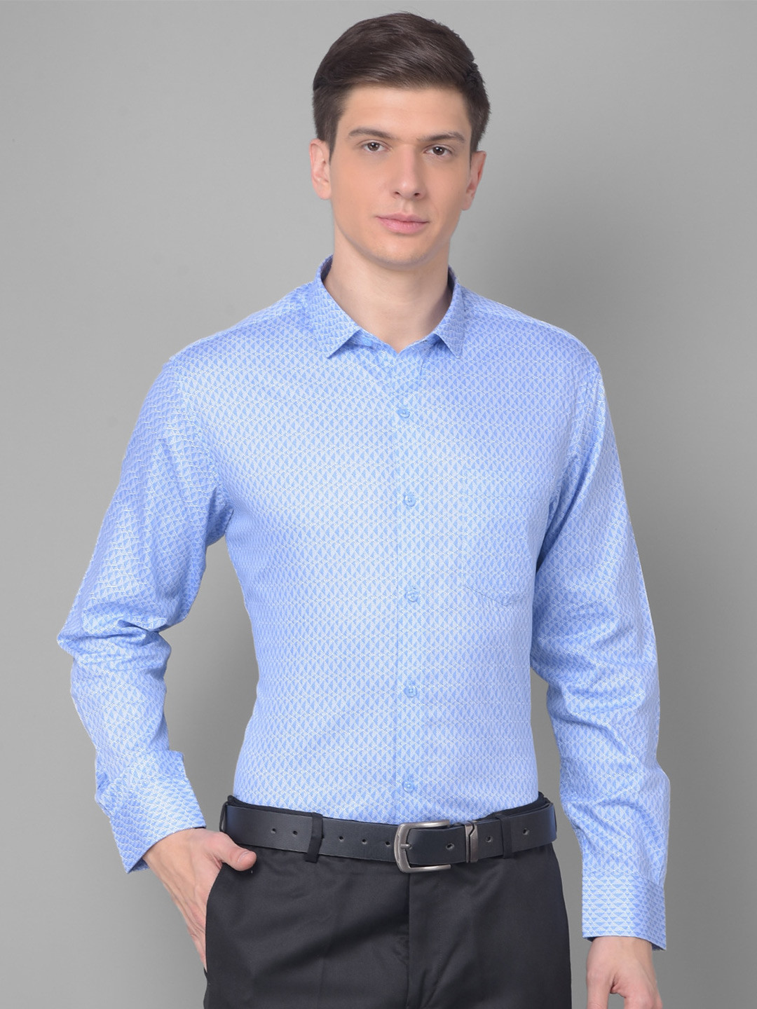 Canary London Men White Smart Slim Fit Opaque Printed Semiformal Shirt