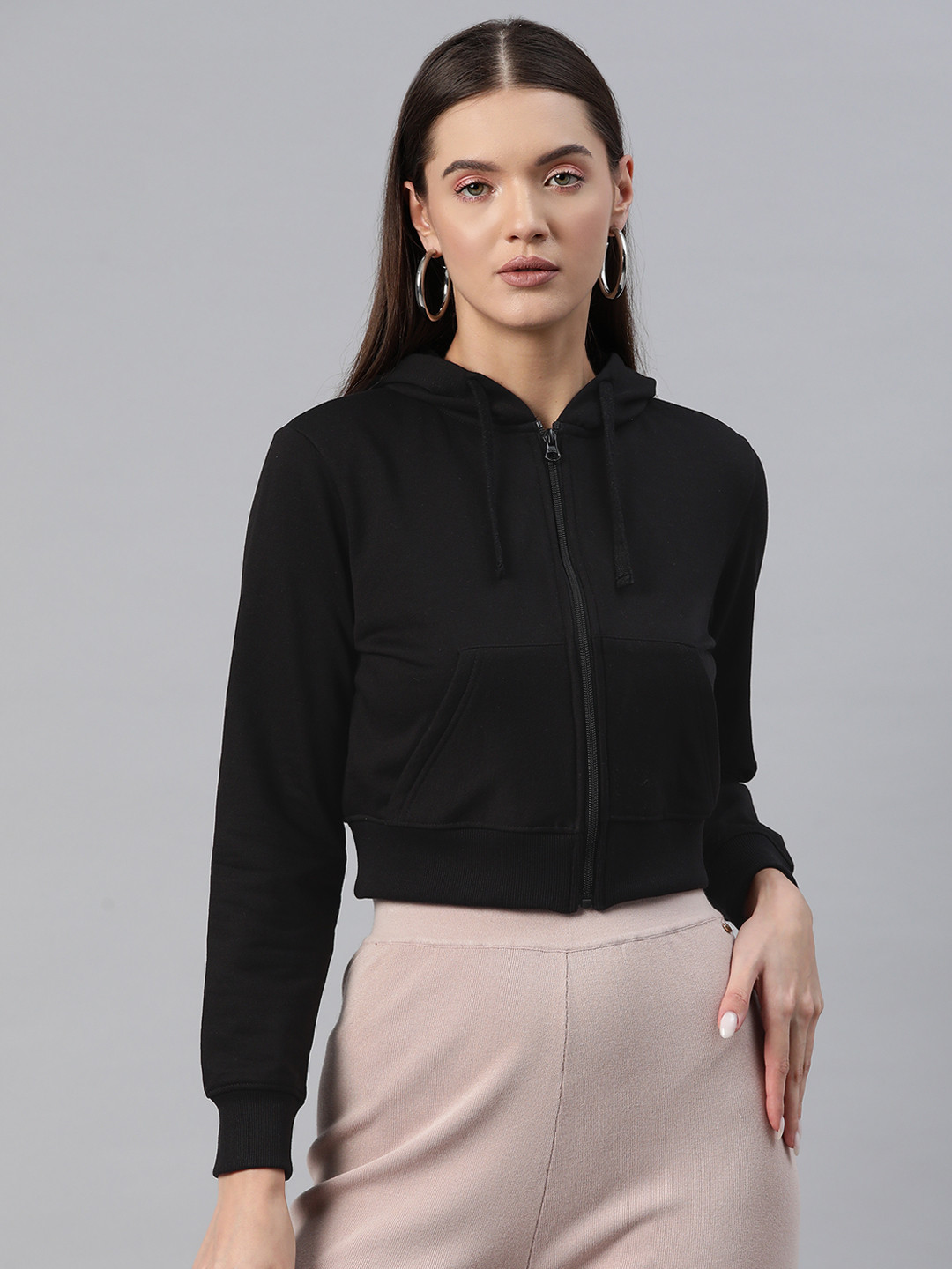 Popnetic Hooded Cropped Fleece Sweatshirt