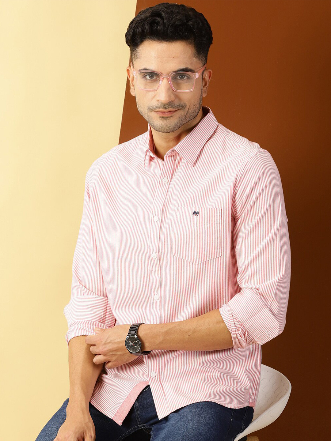 Thomas Scott Men Red Smart Slim Fit Opaque Casual Shirt