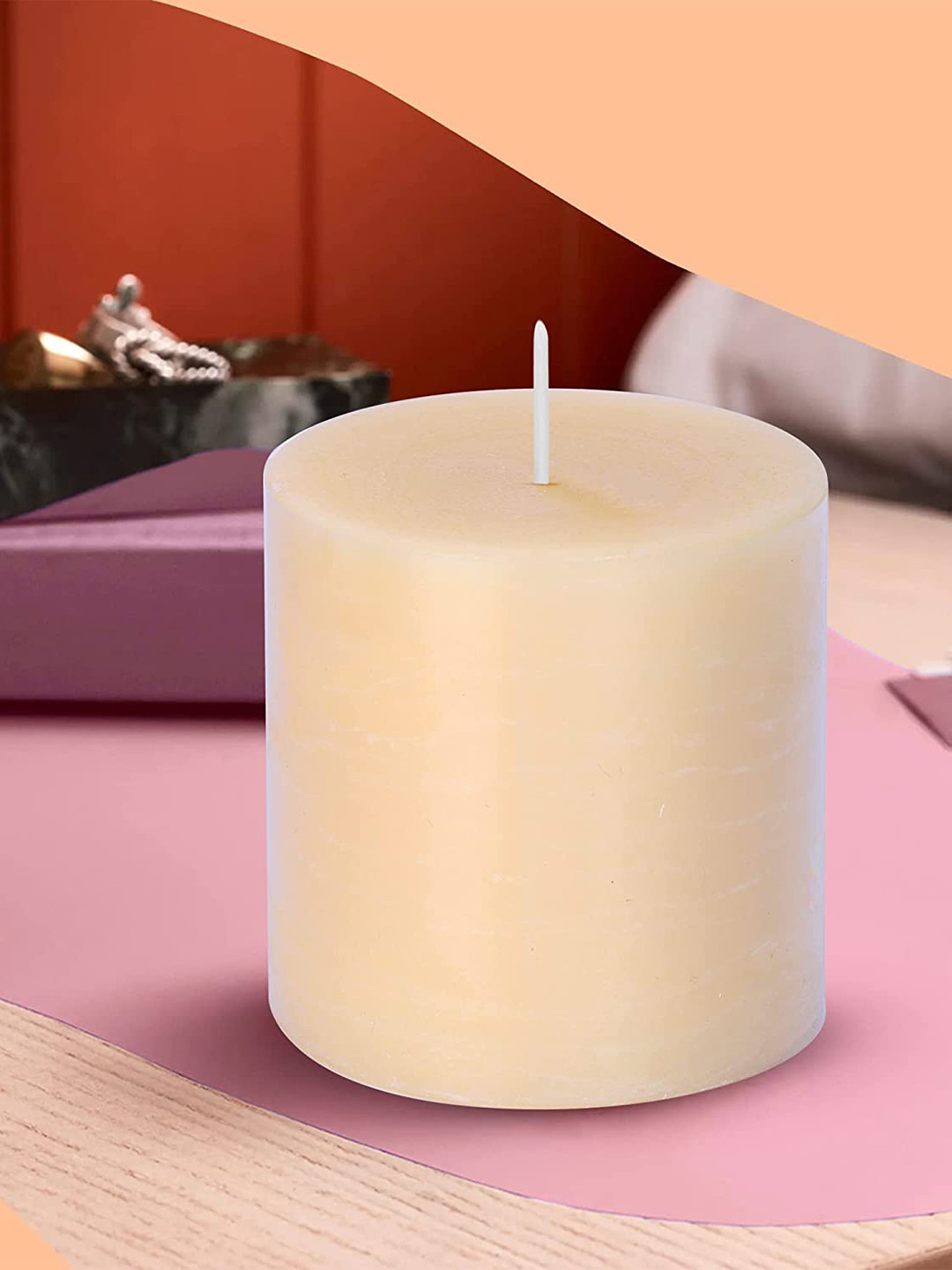 Parkash Candles 3Pcs Scented 1 Wick Oud Wood Solid Tapered Regular Pillar Candles