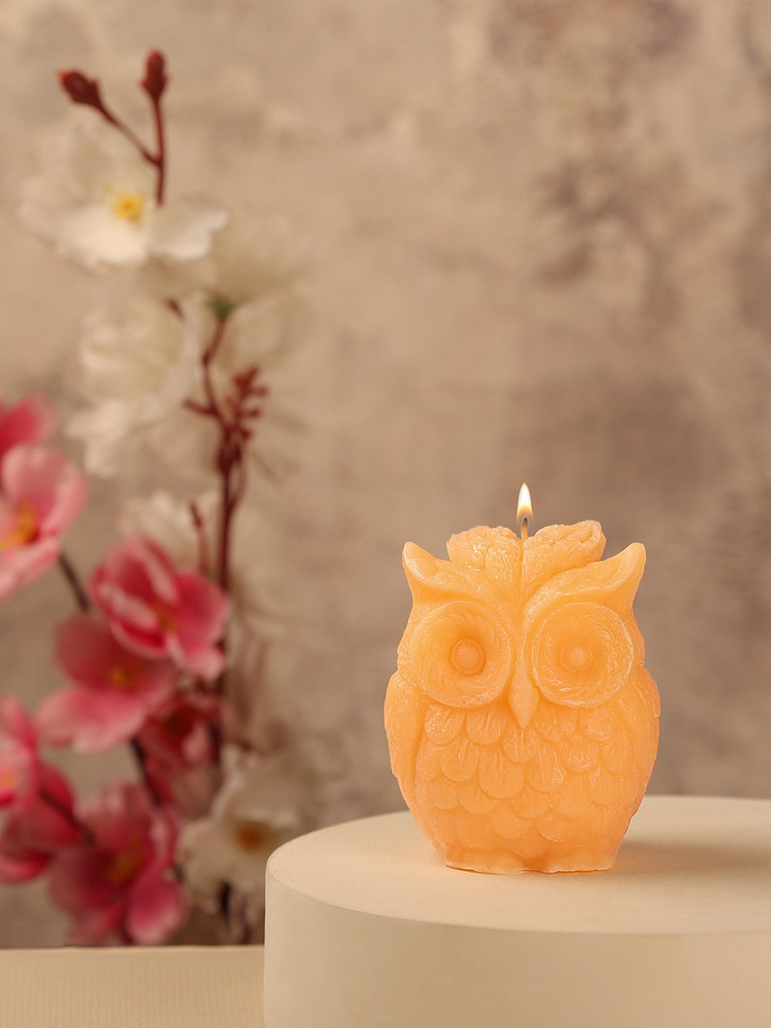 Parkash Candles Premium Owl Scented 1 Wick Sandal Solid Owl Shape Regular Pillar Candles