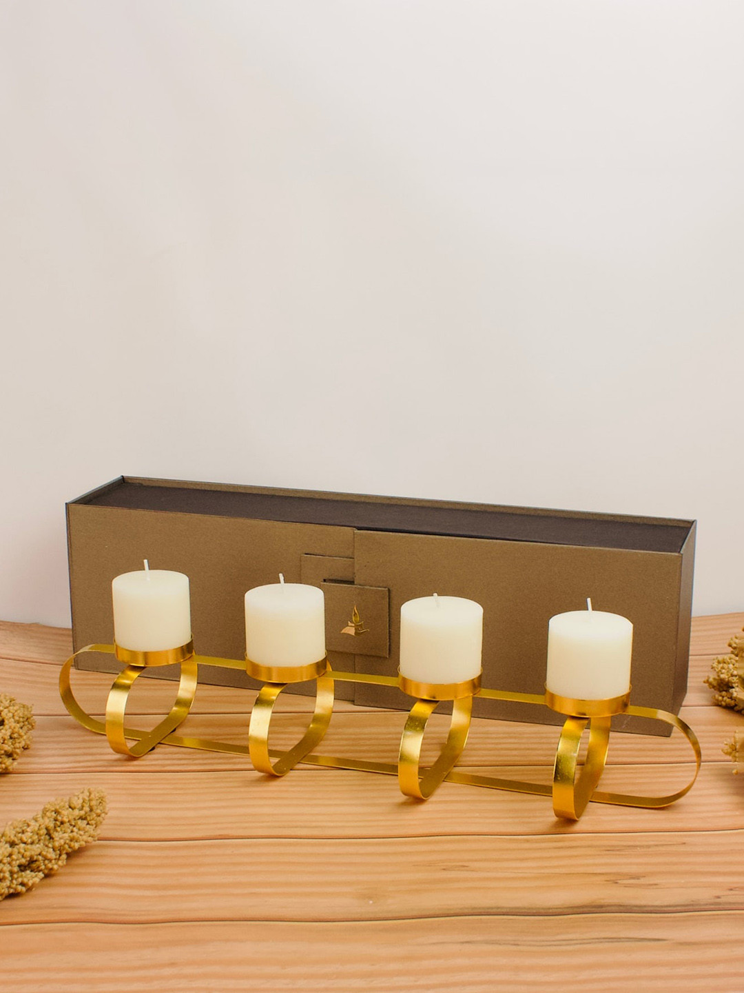 Parkash Candles Premium Stylish Stand 5Pcs Rose Solid Tapered Regular Pillar Candles