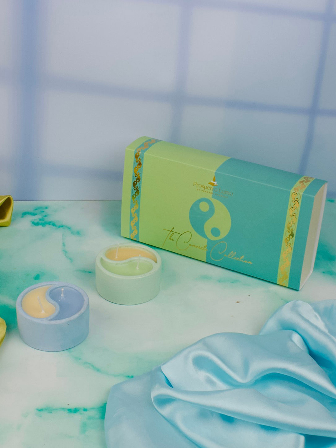 Parkash Candles Premium Home Decor 2Pcs 2 Wick Yin Yang Solid Tea Light Candles