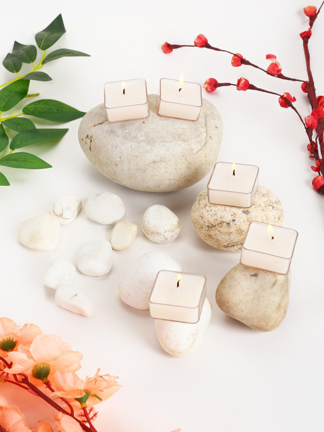 Parkash Candles 9Pcs Scented 1 Wick Jasmine Solid Square Regular Tea Light Candles