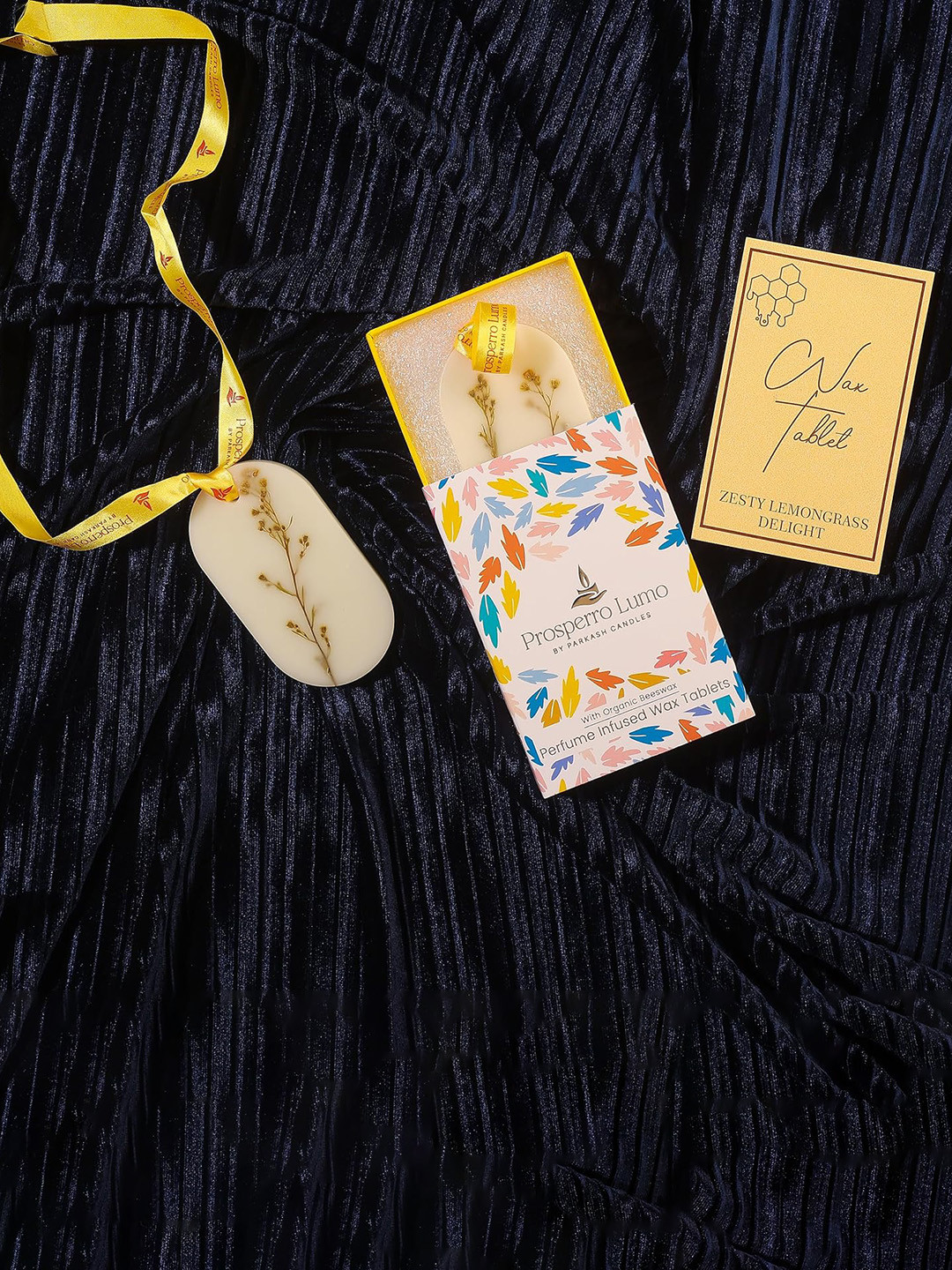 Parkash Candles Yellow Zesty Beeswax Tablets Made in India Lemon Grass Hanging Candles