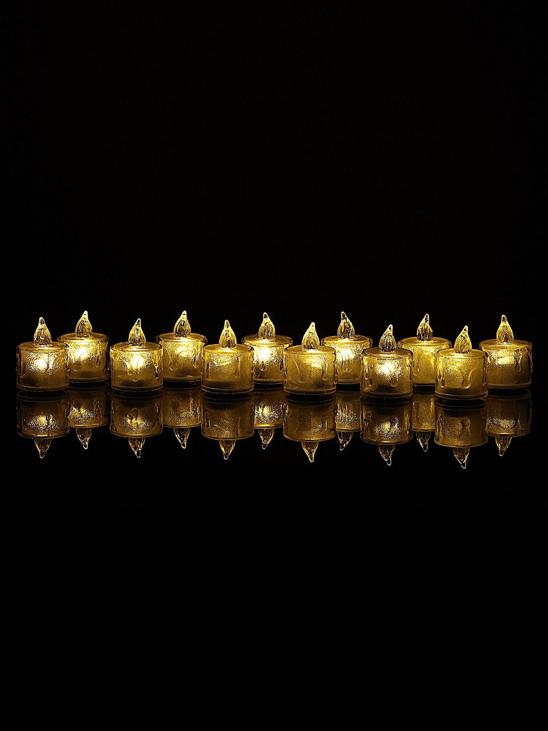 Parkash Candles 12Pcs Flameless 1 Wick Solid Geometric Regular Diyas Candles