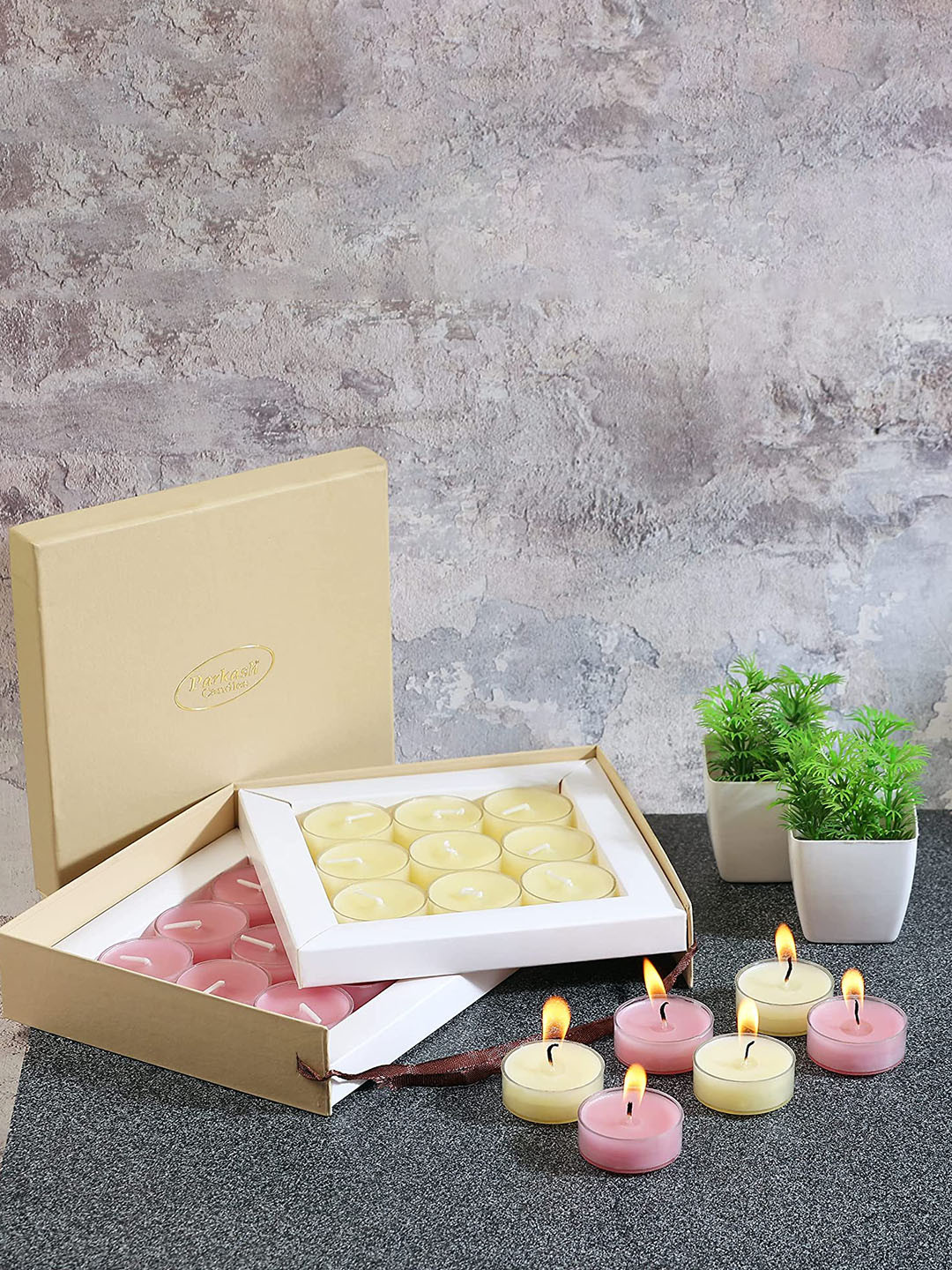 Parkash Candles Paraffin Wax 18Pcs 1 Wick Scented Solid Round Regular Tea Light Candles