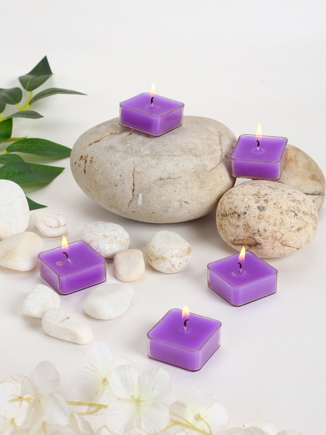 Parkash Candles 9Pcs Scented 1 Wick Lavender Solid Square Regular Tea Light Candles