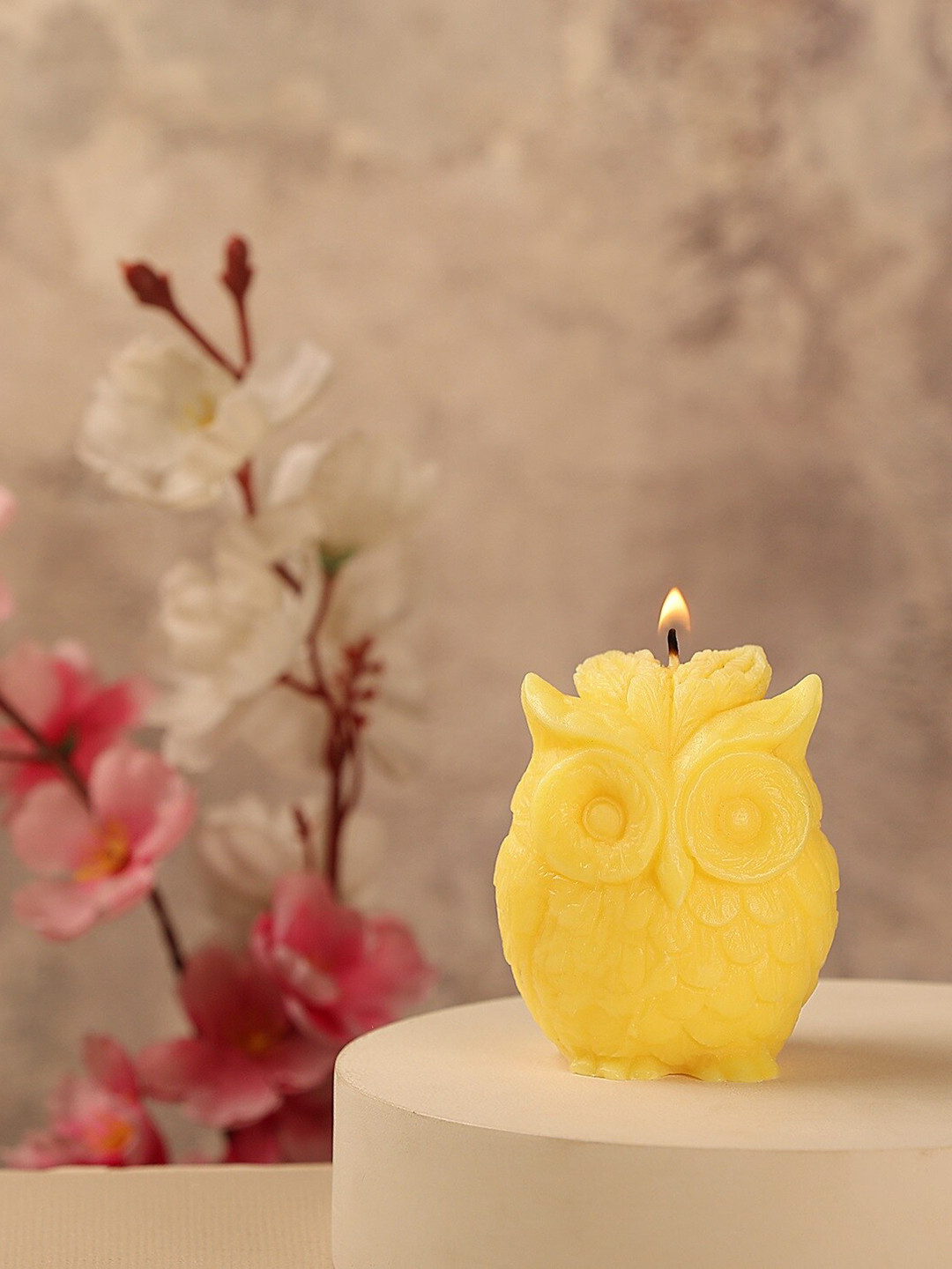 Parkash Candles Premium Owl Scented 1 Wick Jasmine Solid Owl Shape Regular Pillar Candles