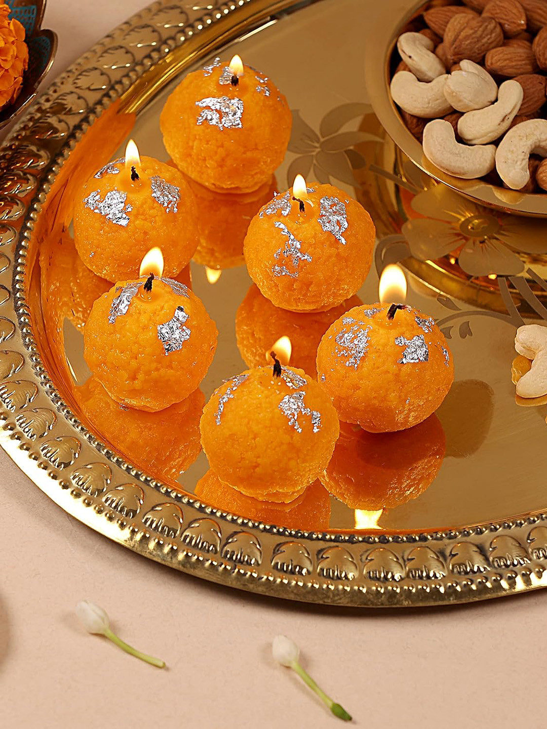 Parkash Candles Orange 6 Pieces Ladoo Candles