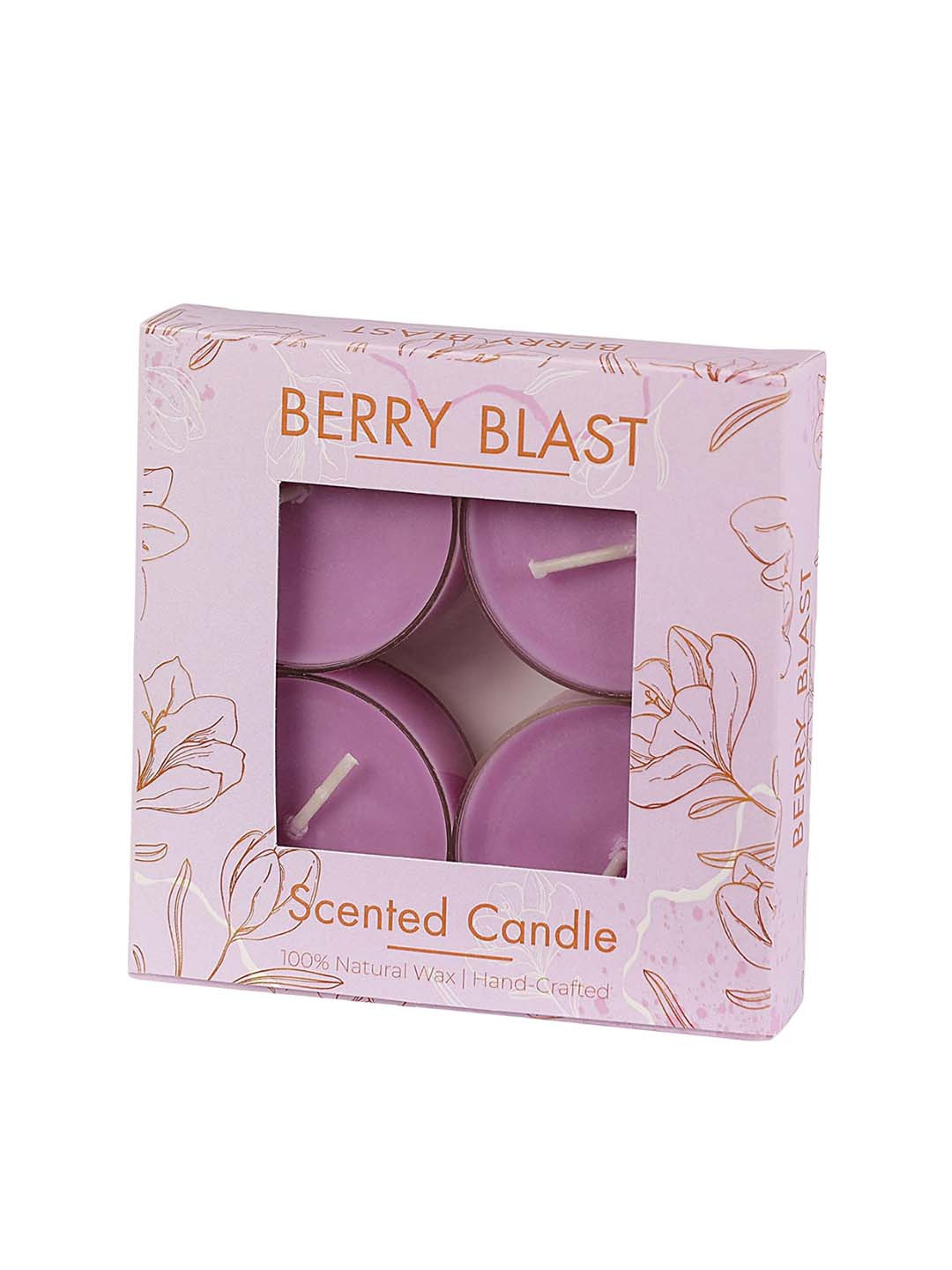 Parkash Candles Premium Soy Wax Jumbo 4Pcs Berry Blast Solid Tea Light Candles