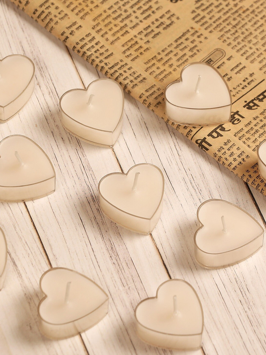 Parkash Candles Heart Shaped Home Decor 10Pcs Jasmine Solid Regular Tea Light Candles