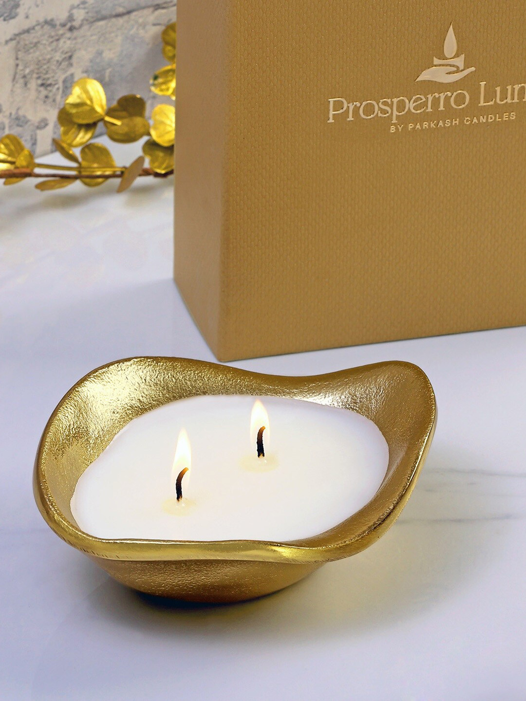 Parkash Candles Luxury Votive, Soy Wax 2 Wick Rose Oudh Solid Diya Candles