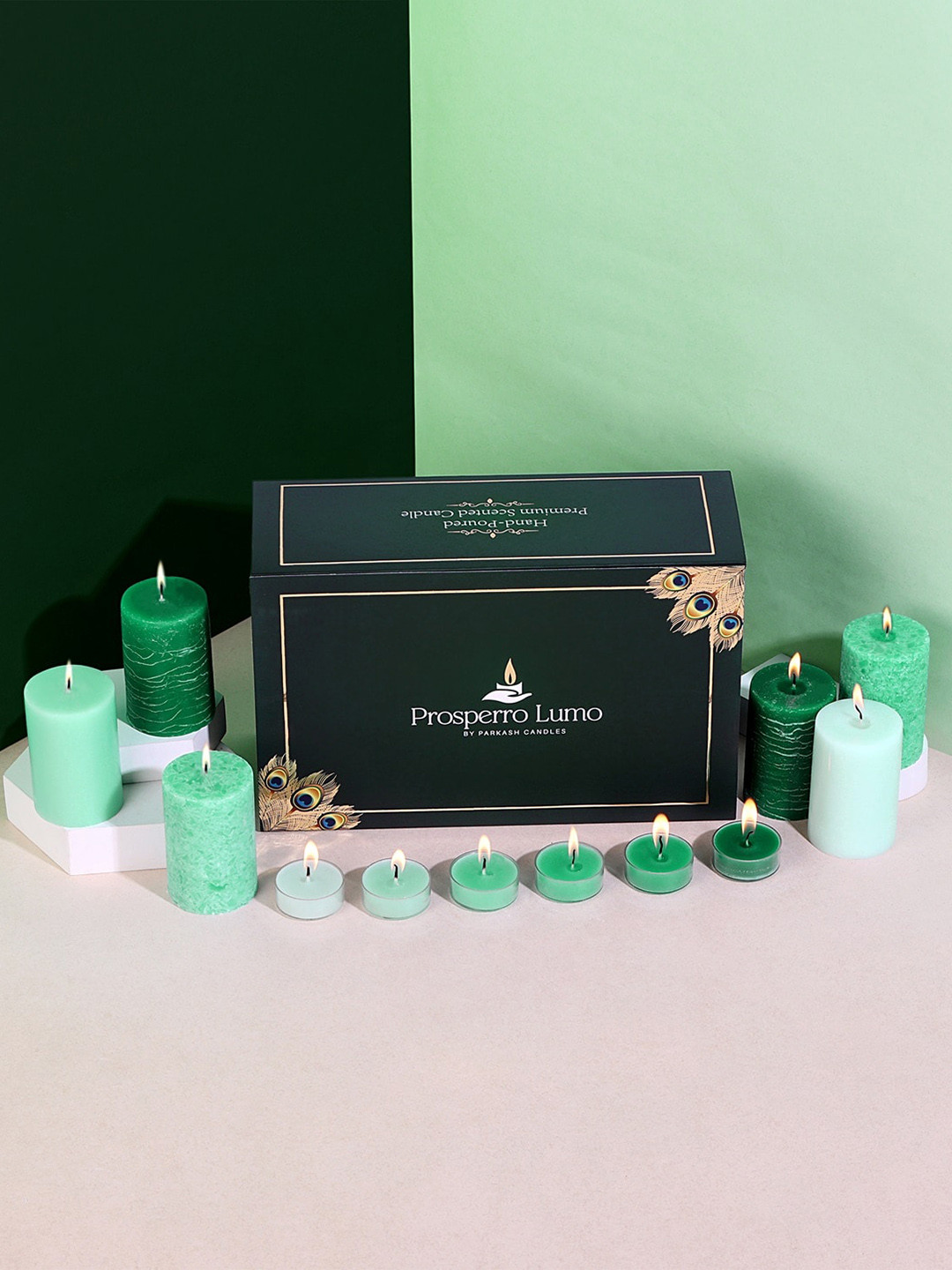 Parkash Candles Premium Flora Luxe, Handcrafted, Paraffin Wax Gift Set 36Pcs Pillar Candles