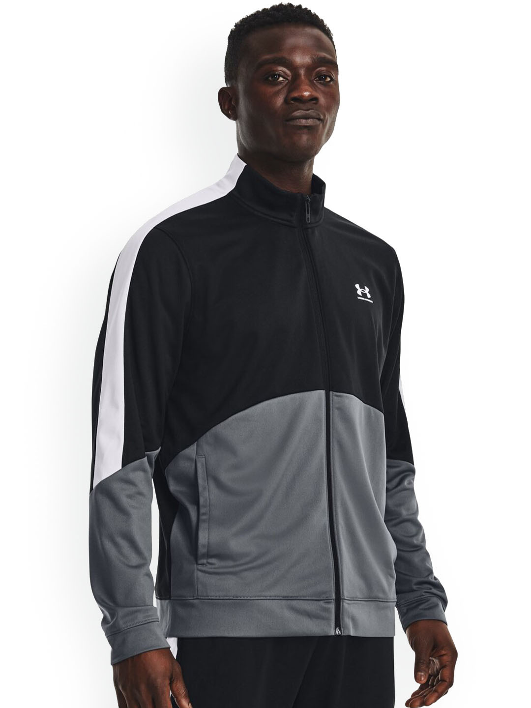 UNDER ARMOUR Colourblocked UA Tricot Mock Collar Sporty Jackets