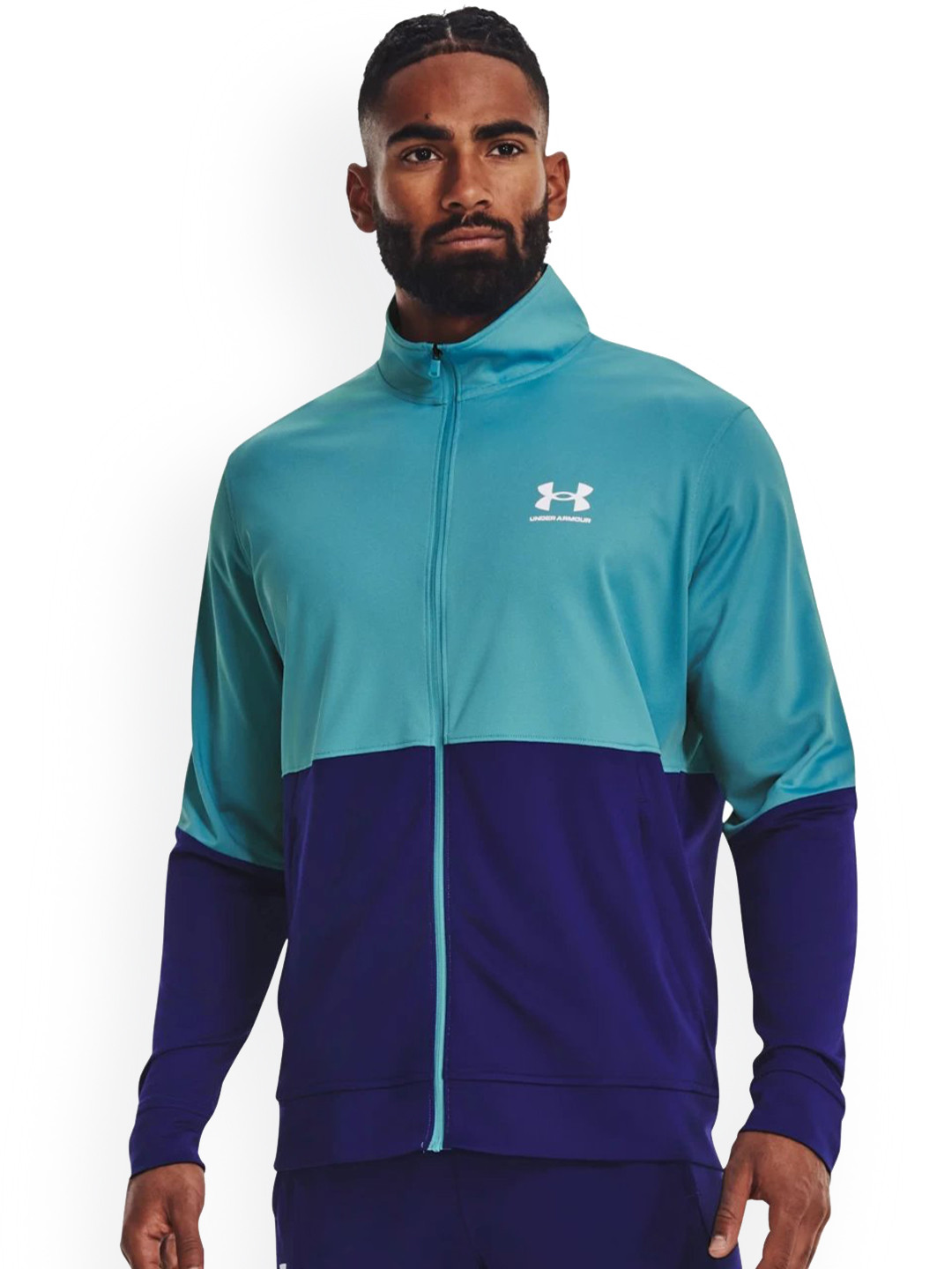 UNDER ARMOUR Colourblocked Pique Track Mock Collar Sporty Jackets