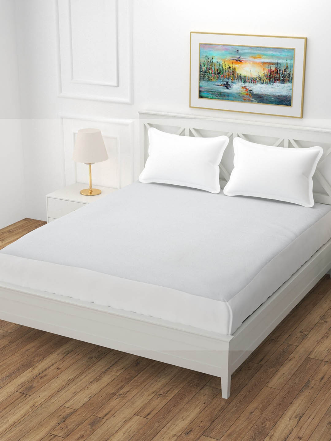 BREVARD White Queen-Size Terry Mattress Protector